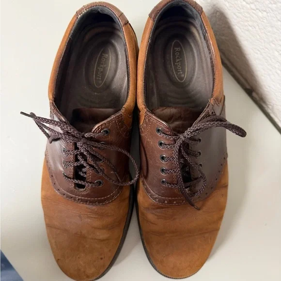 Classic Brown Rockport Derby Leather Men's Shoes - Picture 3 of 11